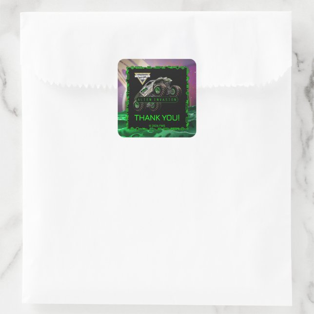Sticker Carré Monster Jam - Anniversaire Invasion Alien (Sac)