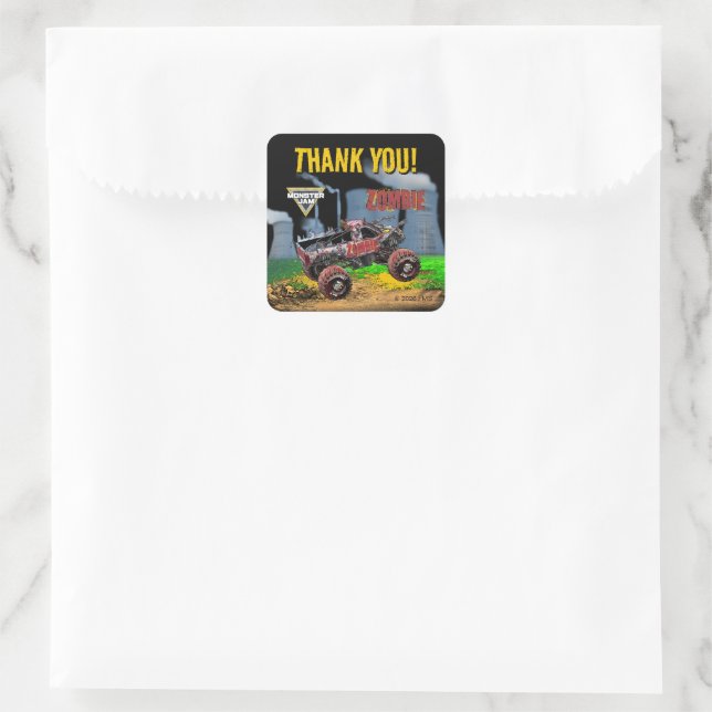Sticker Carré Monster Jam - Anniversaire Zombie (Sac)