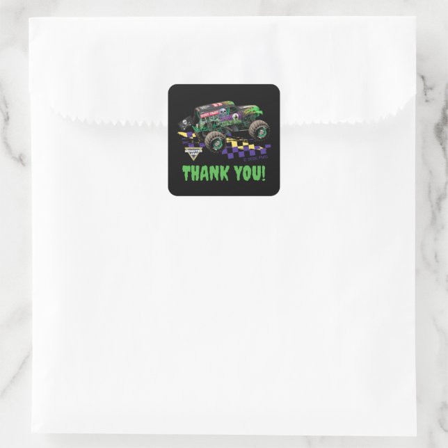 Sticker Carré Monster Jam Grave Digger Merci (Sac)