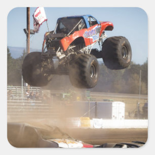 Sticker Carré Monster Truck Jumping