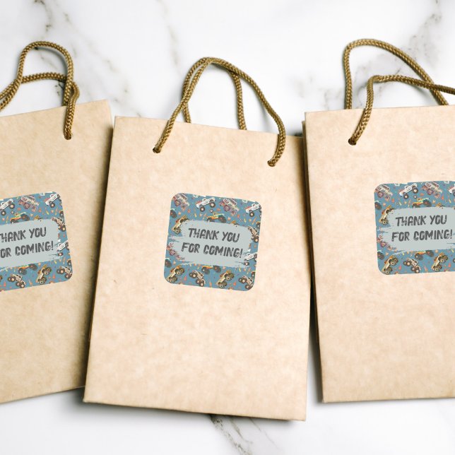 Sticker Carré Monster Trucks personnalisables Course Anniversair (Créateur téléchargé)