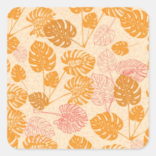 Sticker Carré Monstera feuilles : la silhouette tropicale sans s