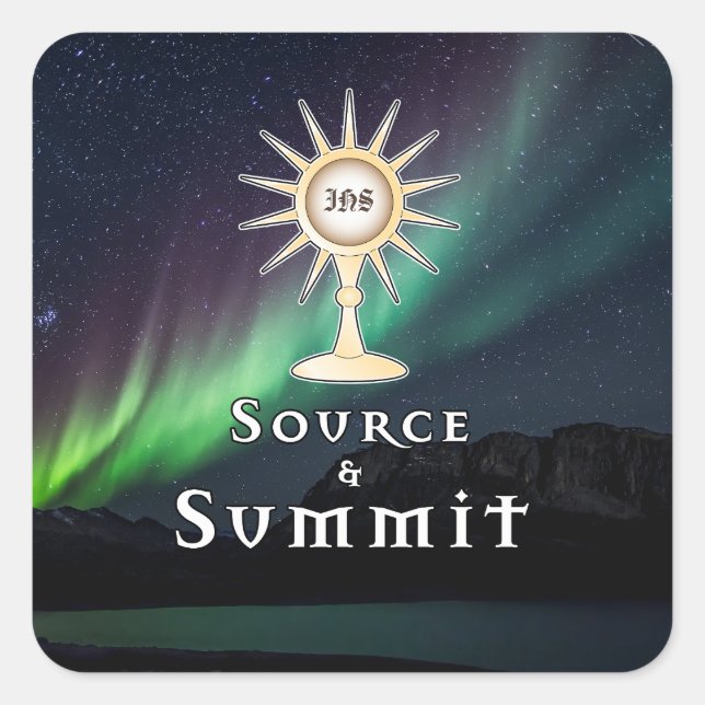 Sticker Carré Monstrance Source et Sommet Aurora Borealis (Devant)