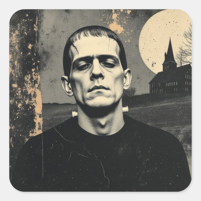 Sticker Carré Monstre de Frankenstein Halloween (Devant)