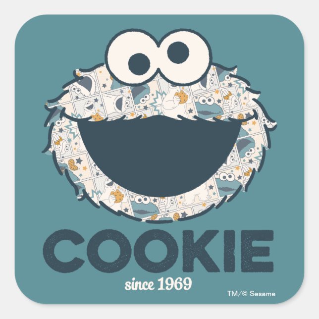 Sticker Carré Monstre des cookies | Amateur de cookies depuis 19 (Devant)
