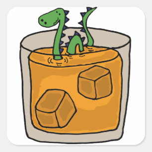 Sticker Carré Monstre Loch Ness en Scotch Whiskey Glass