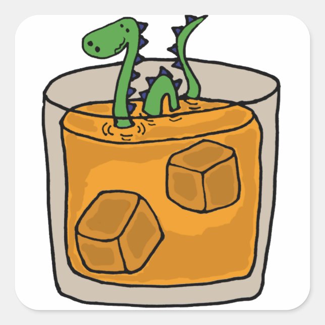 Sticker Carré Monstre Loch Ness en Scotch Whiskey Glass (Devant)