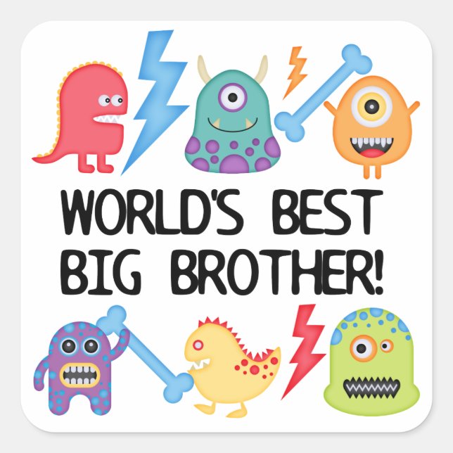 Sticker Carré Monstres World Meilleur Big Brother (Devant)