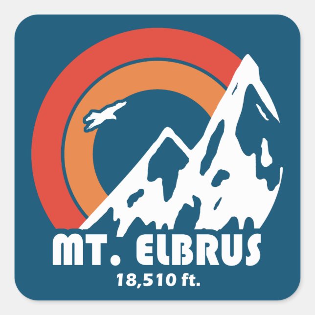 Sticker Carré Mont Elbrus Russie Aigle solaire (Devant)