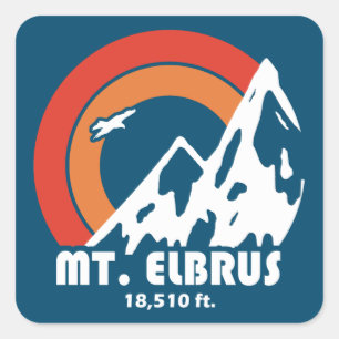 Sticker Carré Mont Elbrus Russie Aigle solaire