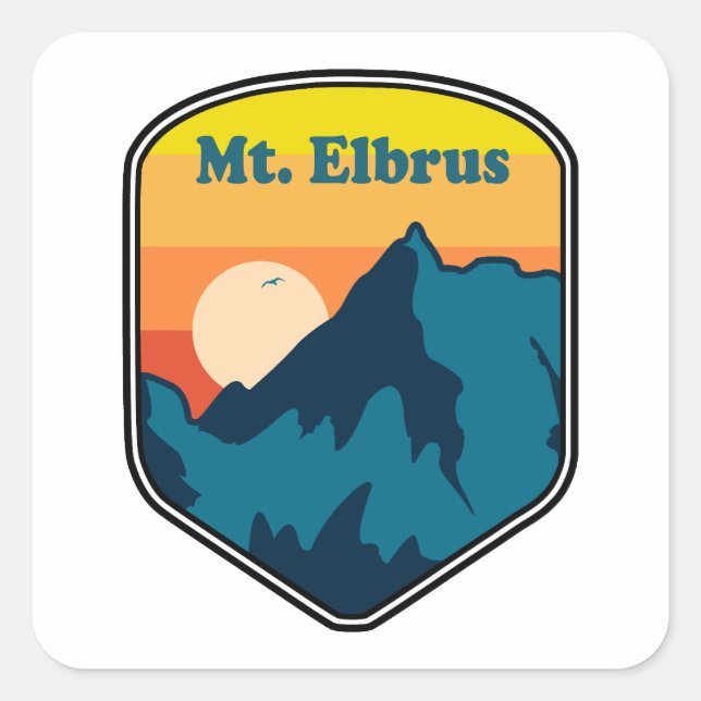 Sticker Carré Mont Elbrus Russie Lever du soleil (Devant)