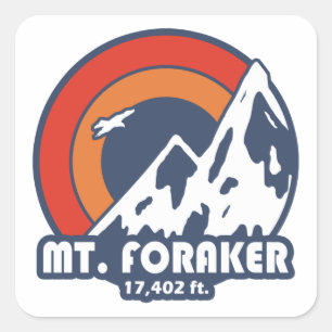 Sticker Carré Mont Foraker Alaska Sun Eagle