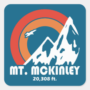 Sticker Carré Mont McKinley Alaska Sun Eagle