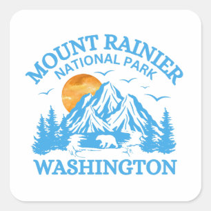 Sticker Carré mont Rainier parc national Homme's Basic T-Shirt