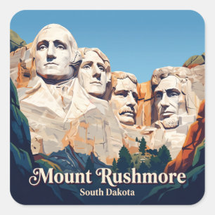 Sticker Carré Mont Rushmore Keystone Dakota du Sud