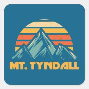Sticker Carré Mont Tyndall California Retro Turquoise
