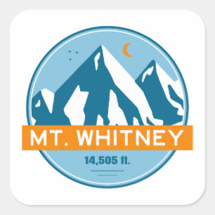 Sticker Carré Mont Whitney Californie Étoiles Lune