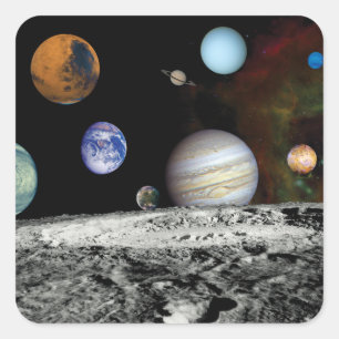 Sticker Carré Montage d'images de l'espace du voyageur du systèm
