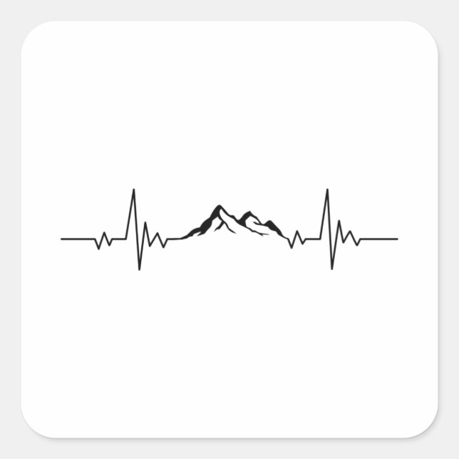 Sticker Carré MONTAGNE HEARTBEAT Funny Hikers Wanderer (Devant)
