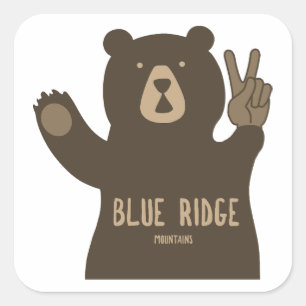 Sticker Carré Montagnes Blue Ridge Peace Bear