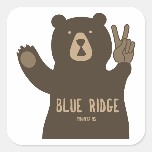 Sticker Carré Montagnes Blue Ridge Peace Bear (Devant)