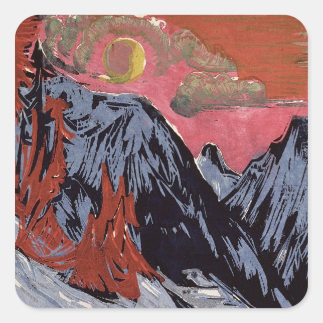 Sticker Carré Montagnes en hiver, 1919 (Devant)