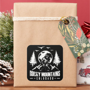 Sticker Carré Montagnes Rocheuses Colorado Bigfoot Randonnée Vin