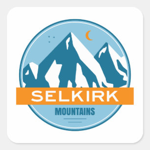 Sticker Carré Montagnes Selkirk Colombie-Britannique Étoiles Lun