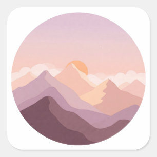 Sticker Carré Montagnes Sunset