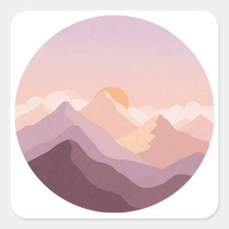 Sticker Carré Montagnes Sunset