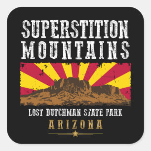 STICKER CARRÉ MONTAGNES SUPERSTITIONS ARIZONA
