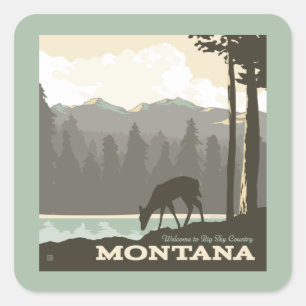 Sticker Carré Montana   Bienvenue dans Big Sky Country