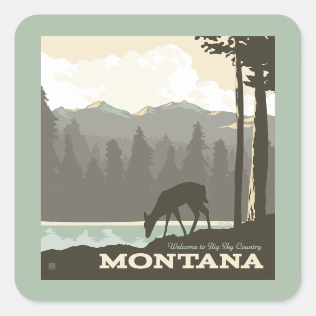 Sticker Carré Montana | Bienvenue dans Big Sky Country (Devant)