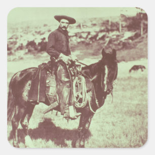 Sticker Carré Montana Cowboy, vers 1880 (photo b/w)