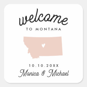 Sticker Carré MONTANA State Destination Mariage N'IMPORTE QUELLE