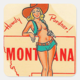 Sticker Carré Montana voyage vintage