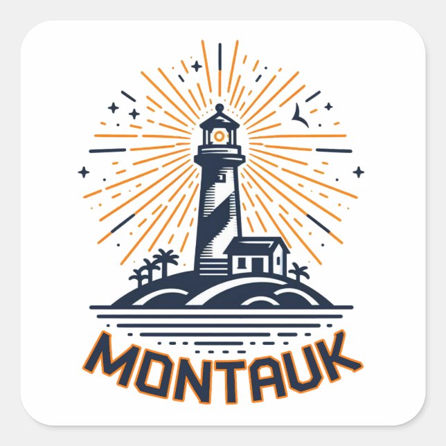 Sticker Carré Montauk Point New York Lighthouse Sunrise (Devant)