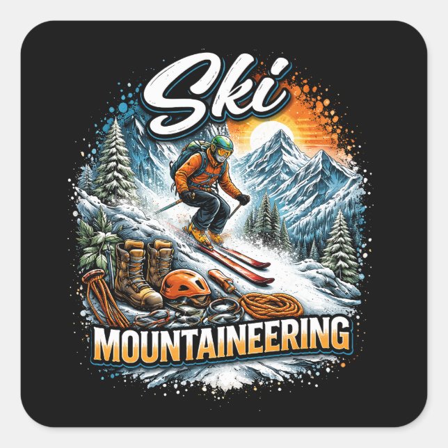 Sticker Carré Montée en ski (Devant)