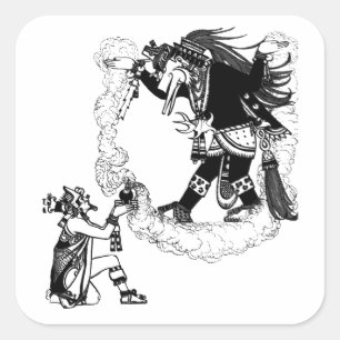 Sticker Carré Montezuma Offrant L'Art Ancien Du Mexique