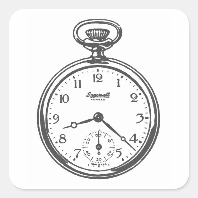 Sticker Carré Montre de poche Steampunk (Devant)