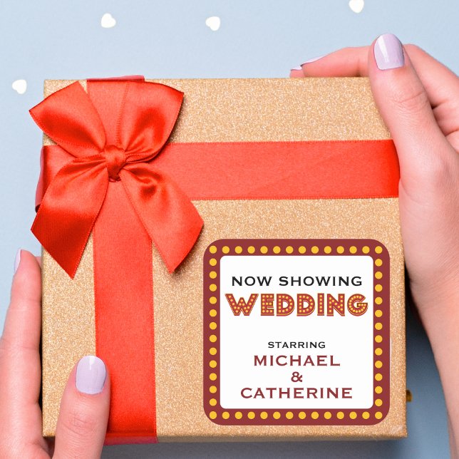 Sticker Carré Montrer maintenant Movie Marquee Mariage Connexion (Créateur téléchargé)