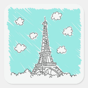 Sticker Carré Montres d'illustrations Tour Eiffel