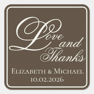 Sticker Carré Moody Coffee Modern "Love and Thanks"