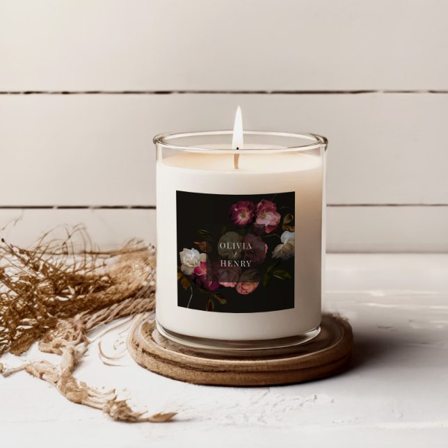 Sticker Carré Moody Floral Wedding Dark Romantic Black Burgundy (Créateur téléchargé)