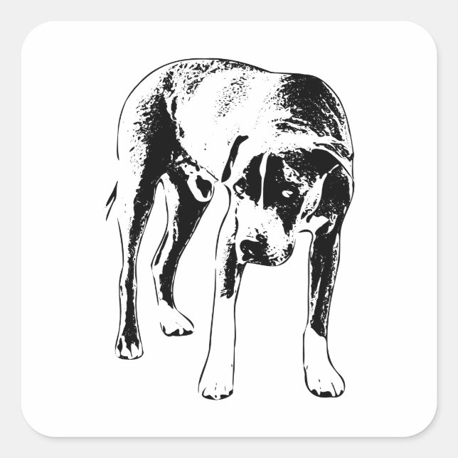 Sticker Carré Moody Ink Look, Pitbull Mix (Devant)