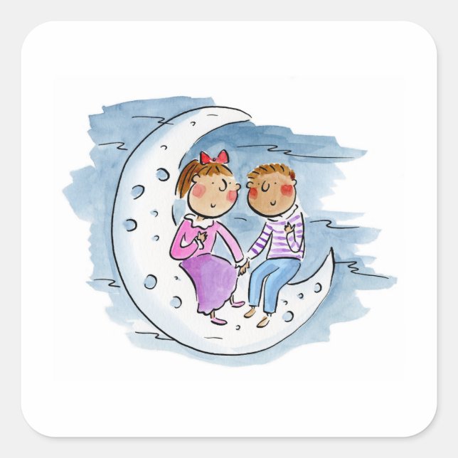 Sticker Carré Moon Couple (Devant)