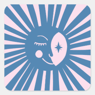 Sticker Carré Moon Glow Boho Modern Cute Baby shower PERSONNALIS