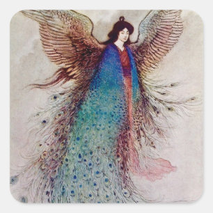 Sticker Carré "Moon Maiden" Fairy Art de Warwick Goble