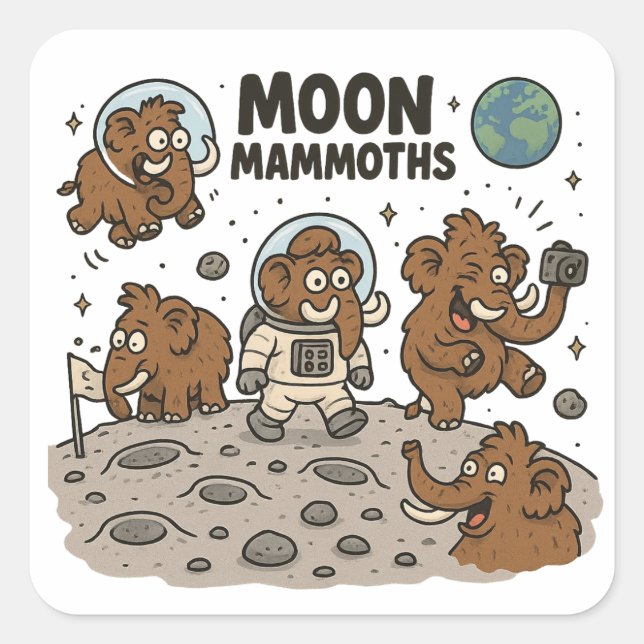 Sticker Carré MOON MAMMOTHS drôle (Devant)