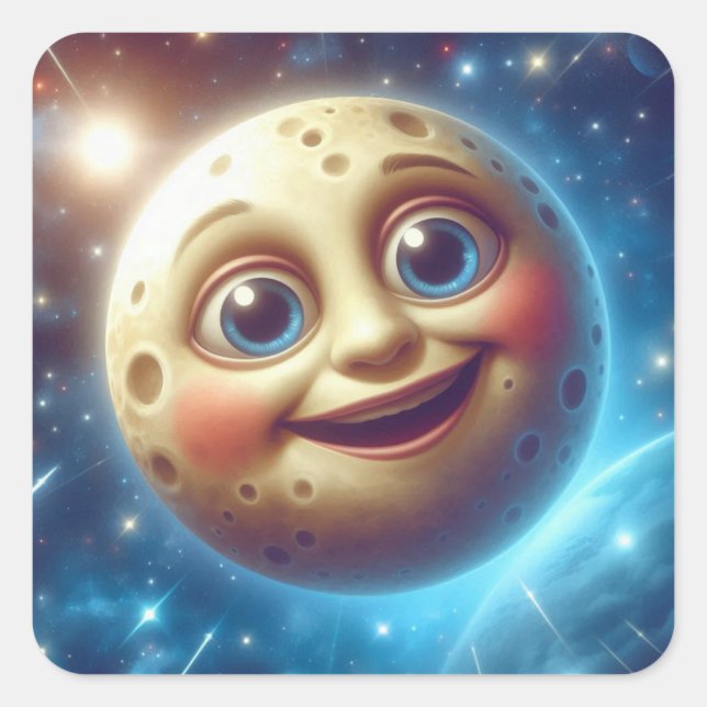 Sticker Carré Moonage sourit (Devant)
